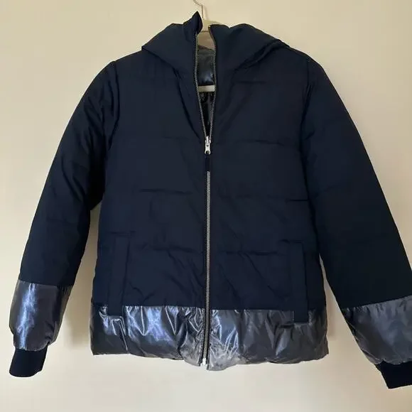 CrewCuts Girls' reversible puffer Hoodie Jacket with Prima Loft Blue XL - Picture 3 of 16